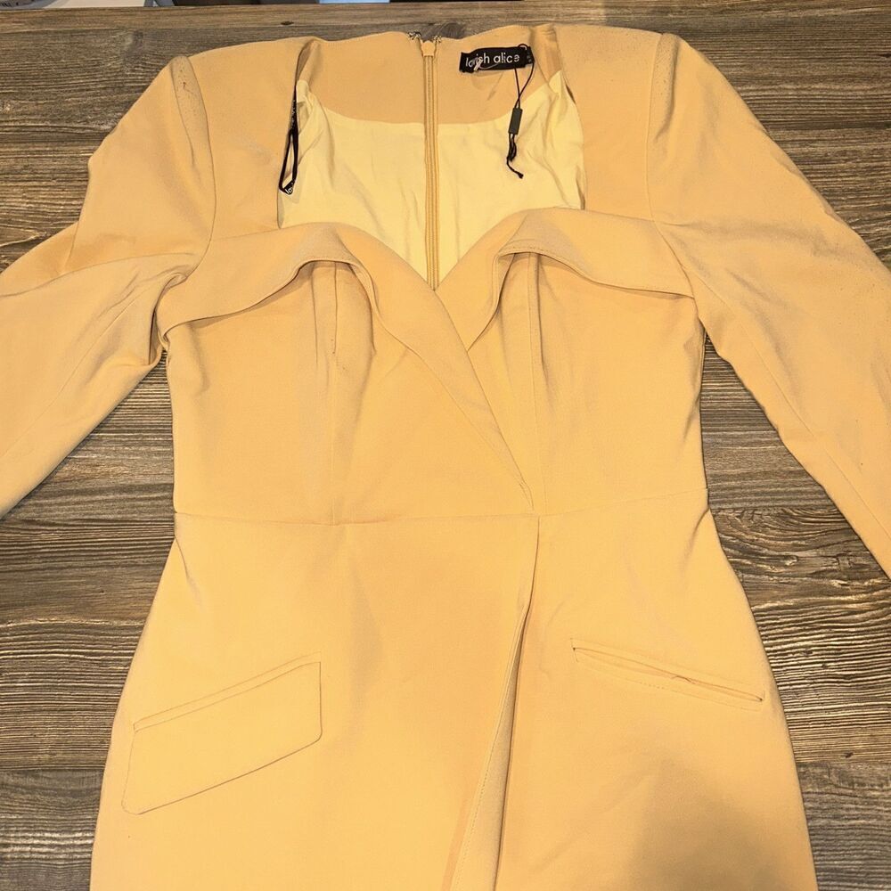 Lavish Alice Tan Long Sleeve Dress. US Size 8. Lined. Flaws. N